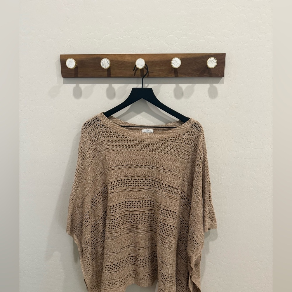 J. Jill Beige Open-Knit Sweater Tunic